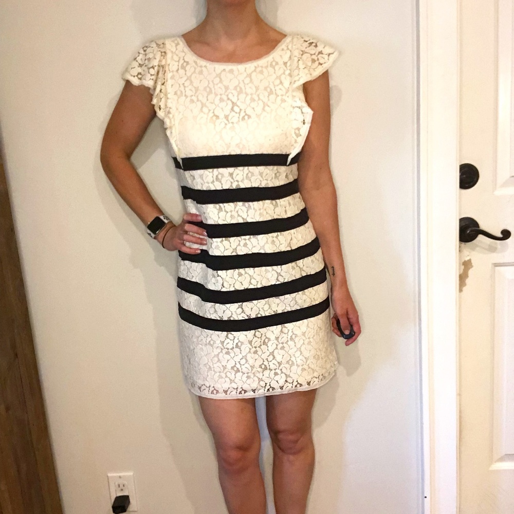 BCBG white lace mini in size 2